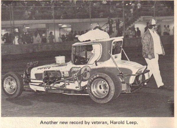 1.55 minutes for 5 laps on 1/2 mi. at OkC, 1976